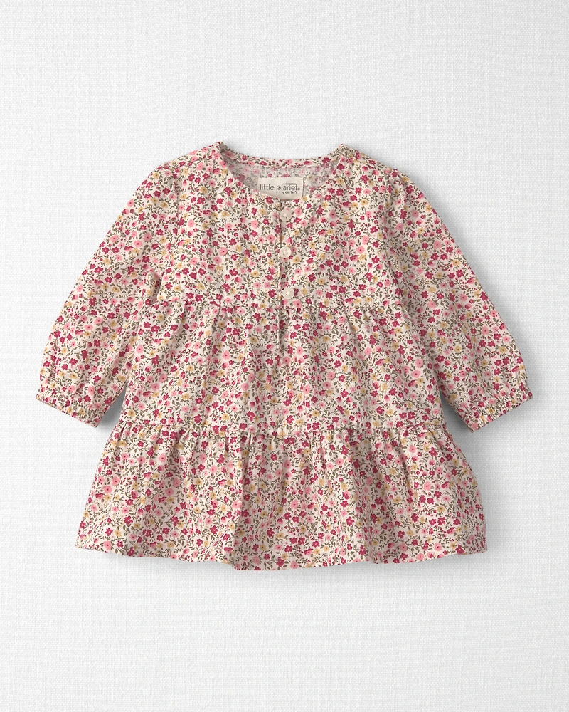 Baby Girl Organic Cotton Dobby Dress Floral