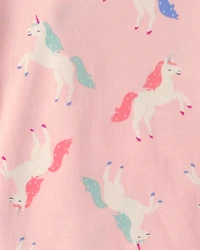 Girls 4-Piece Unicorn 100% Cotton Snug Fit Pyjama Set - Coral/Pink