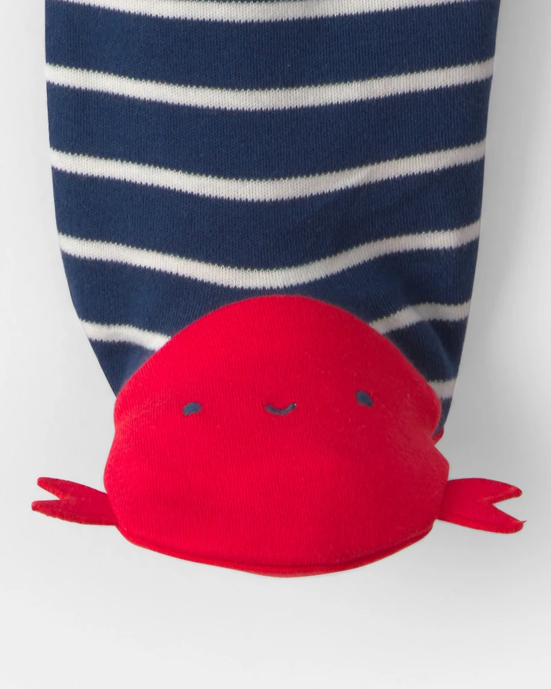 Baby Boy Lobster 2-Way Zip 100% Cotton Sleeper - Blue