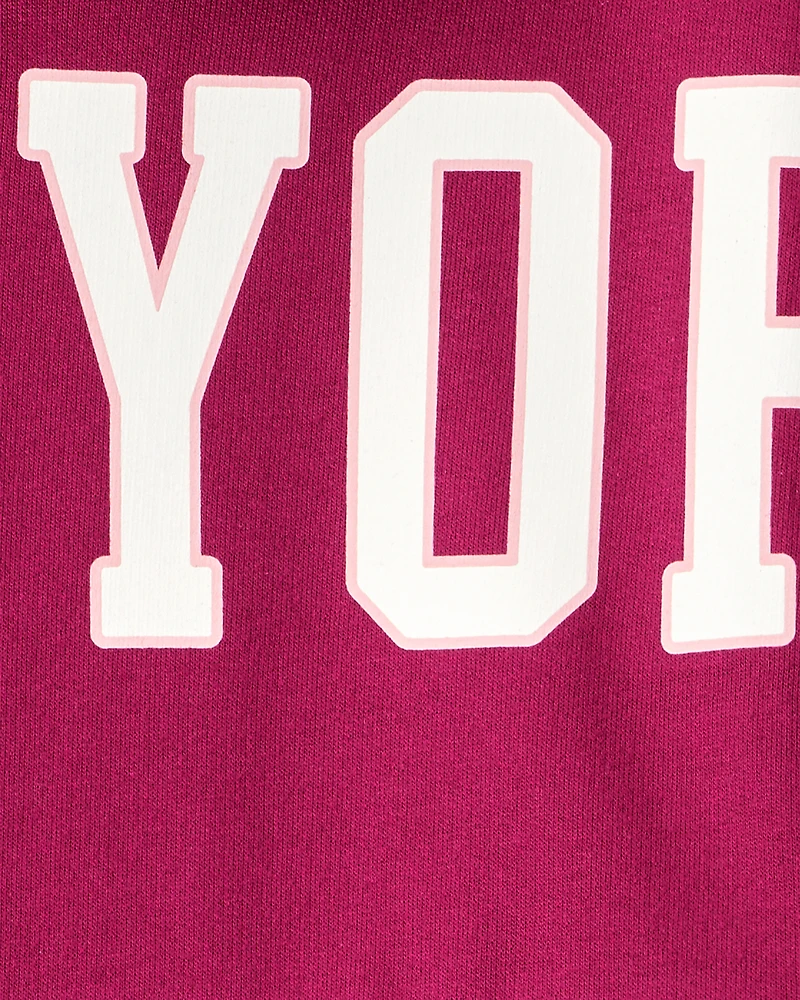 Girls New York Cotton Long-Sleeve Hoodie - Red