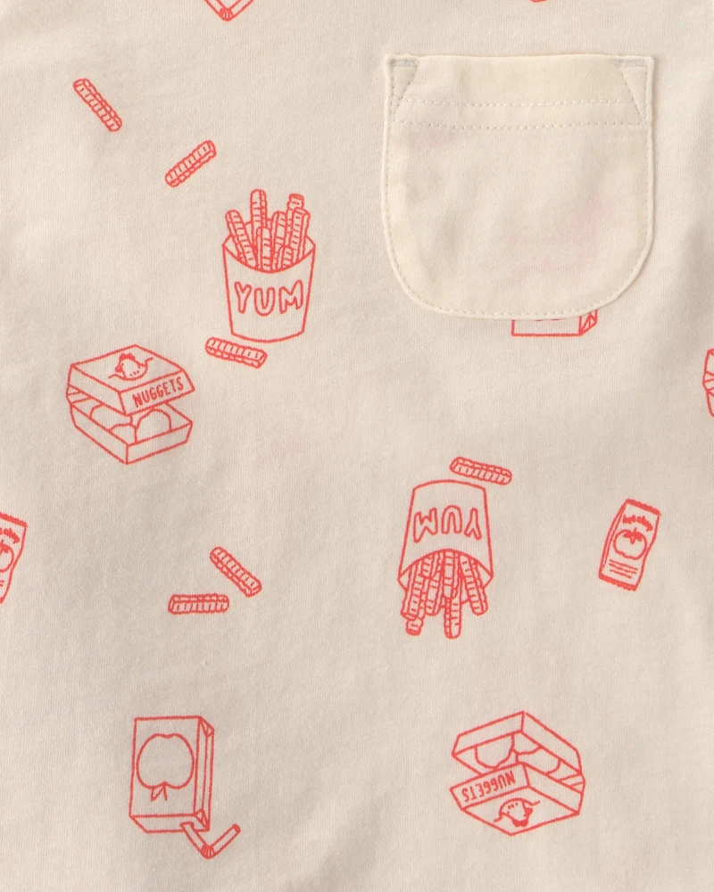 Toddler Boy 2-Piece Snack Time Top & Short Set - Cream/Red