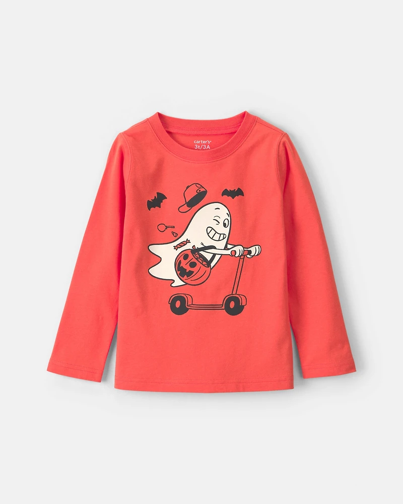 Toddler Boy Ghost Scotter Long-Sleeve Graphic Tee - Orange