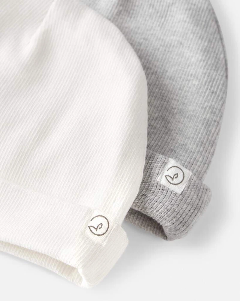 Baby Girl 2-Pack Organic Cotton Rib Caps