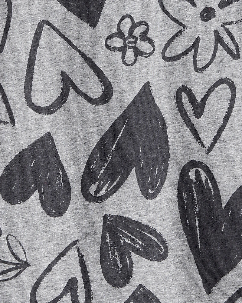 Toddler Girl Heart Print Long-Sleeve Top - Grey