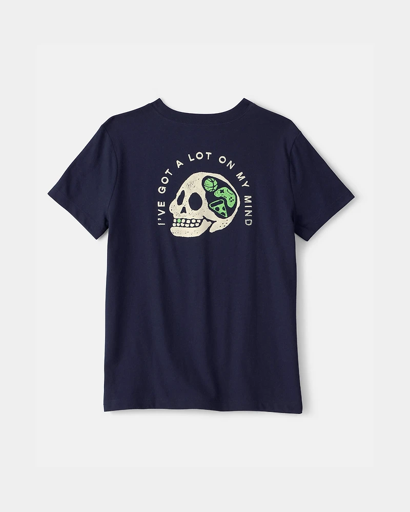 Boys Skull Graphic Tee - Navy Blue