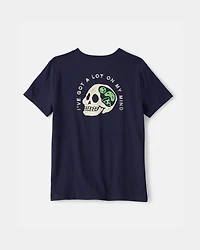 Boys Skull Graphic Tee - Navy Blue