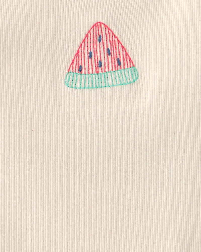 Toddler Girl Watermelon Ribbed Tank Top - Cream