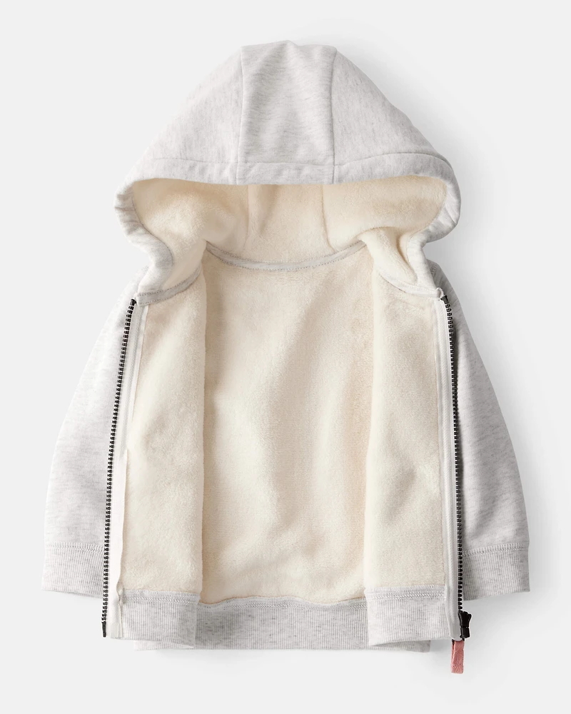 Baby Girl Long-Sleeve Hooded Zip-Up Jacket - Grey