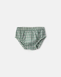 Baby Girl 2-Piece Checkered Flannel Long-Sleeve Dress - Green