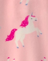 Toddler Girl 1-Piece Unicorn DreamPlush Snug Fit Pyjama - Pink