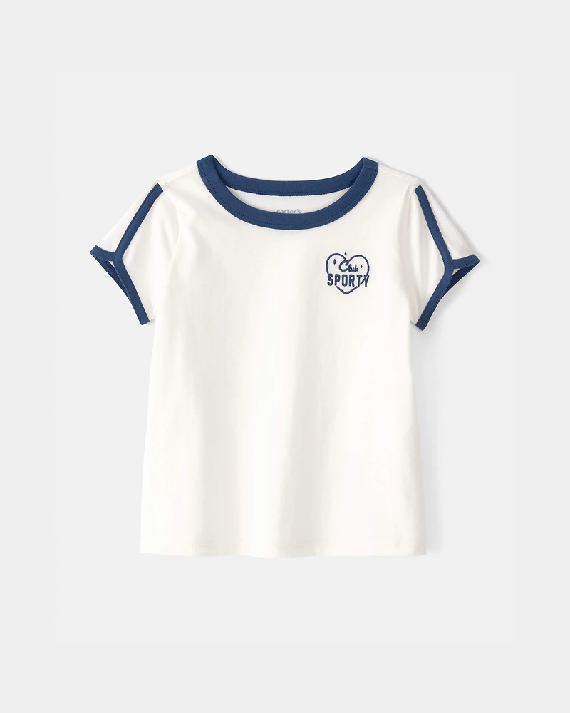 Toddler Girl 'Club Sporty' Top - Ivory