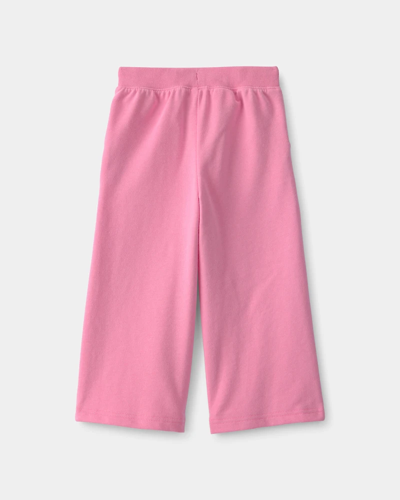 Toddler Girl French Terry Wide-Leg Pants - Pink