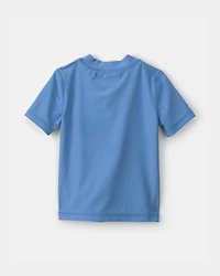 Toddler Boy Palm Tree Solid Short-Sleeve Rashguard - Blue