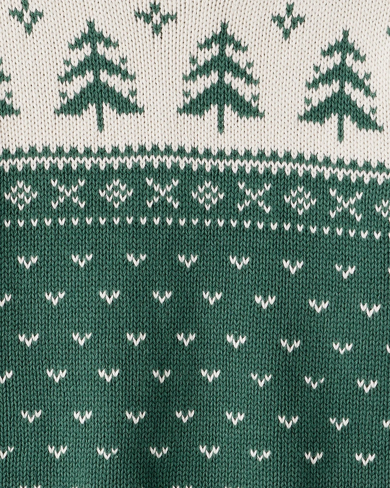 Kid Organic Cotton Evergreen Fair Isle Sweater