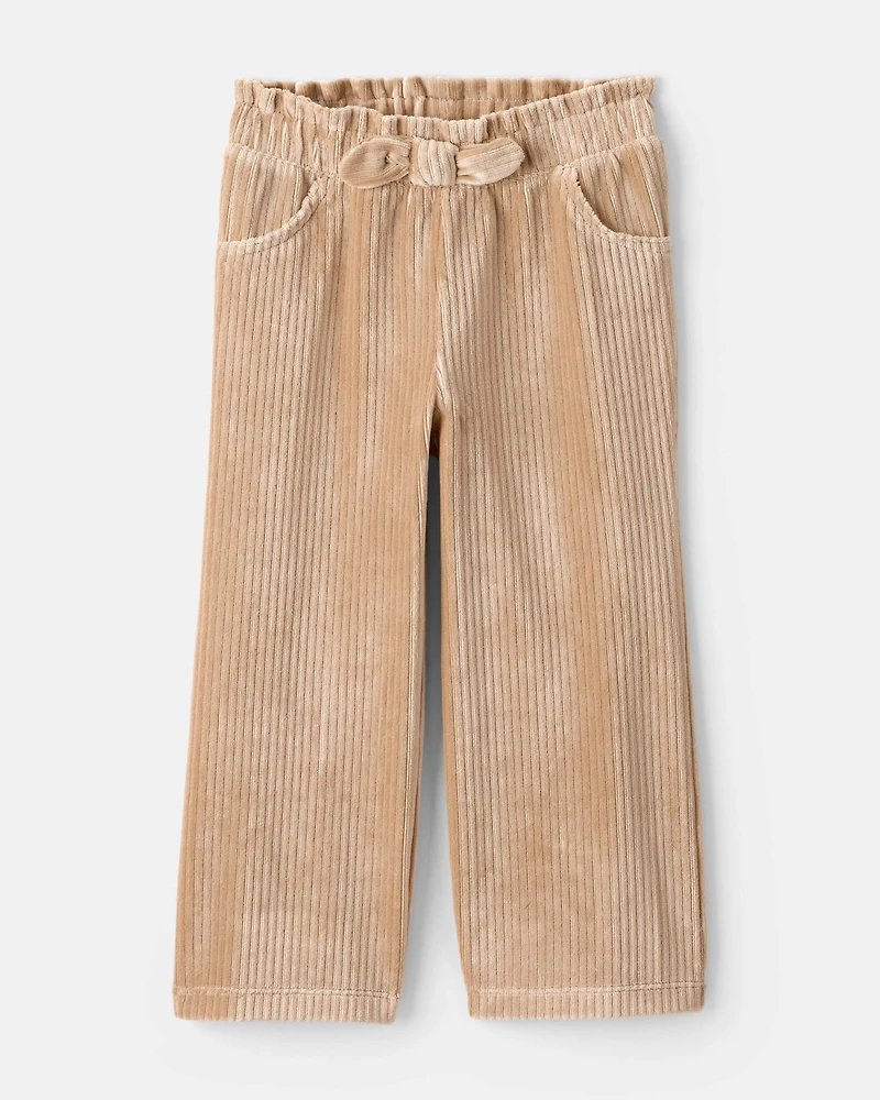 Toddler Girl 2-Piece Bow Crewneck and Corduroy Wide Leg Pants