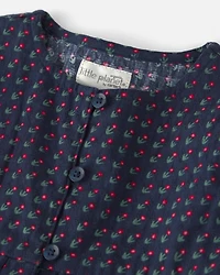 Toddler Girl Organic Cotton Dobby Dress Navy Floral