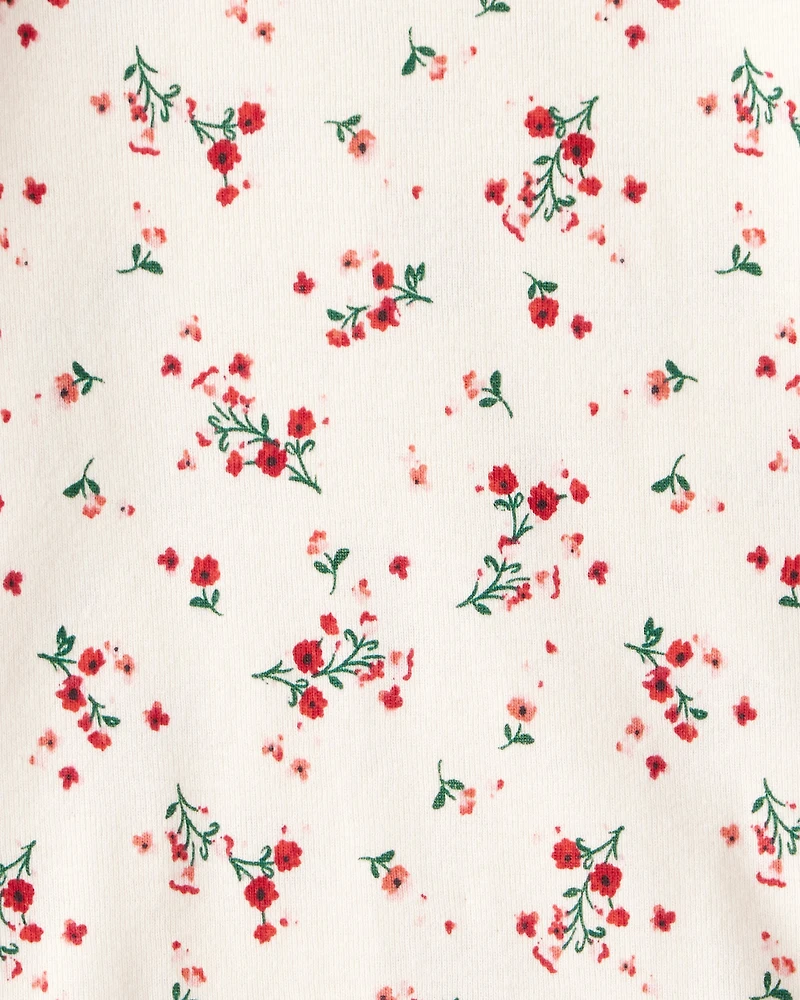 Baby Girl 3-Piece Floral Merry Cotton Bodysuits & Pant Set - White/Red