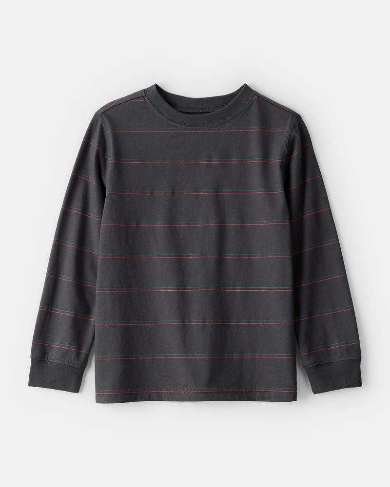 Boys Striped Long-Sleeve T-Shirt - Grey