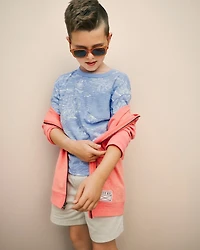 Boys Tropical Scene Pocket Tee - Blue