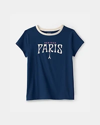 Girls Paris Graphic Tee - Navy Blue