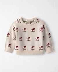 Baby Organic Cotton Sweater Knit Pullover Floral Jacquard