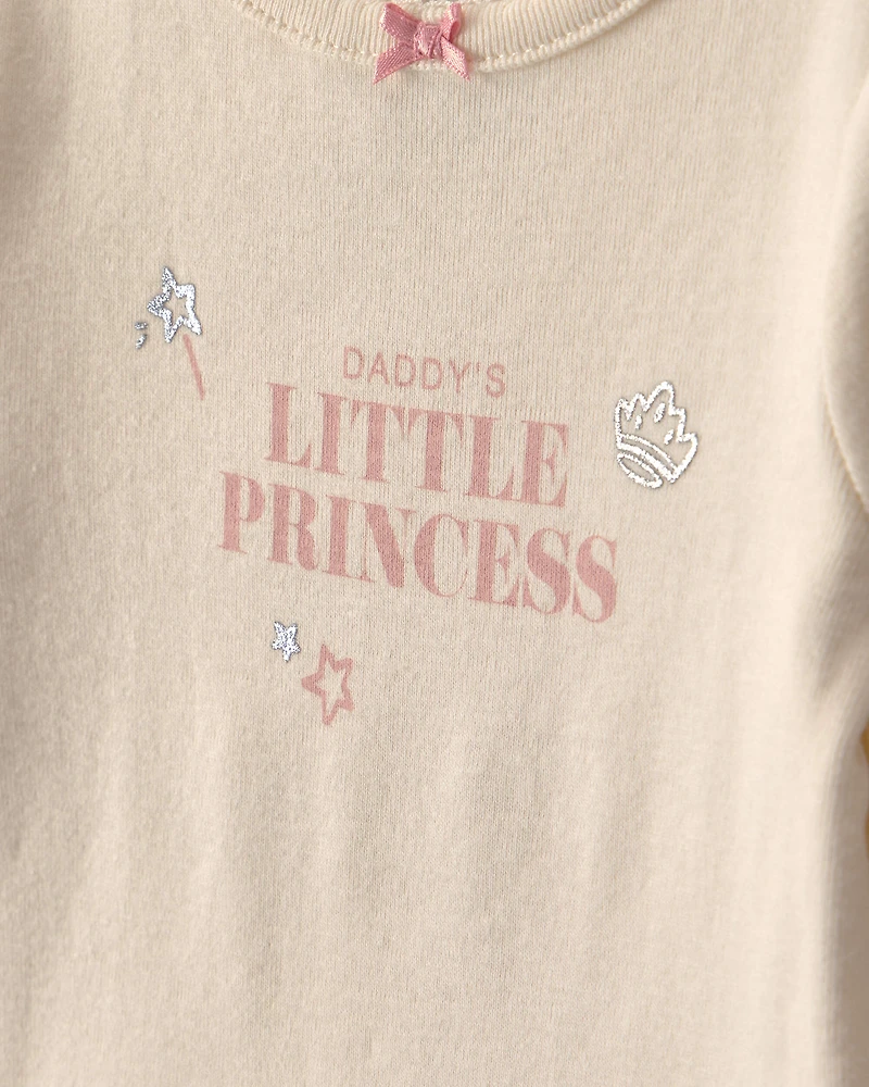 Baby Girl 2-Piece 'Daddy's Little Princess' Long-Sleeve Bodysuit & Tulle Pant Set - Pink/Cream