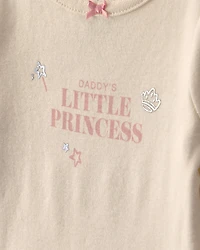 Baby Girl 2-Piece 'Daddy's Little Princess' Long-Sleeve Bodysuit & Tulle Pant Set - Pink/Cream