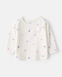 Baby Girl Winter Print Long-Sleeve Top - White