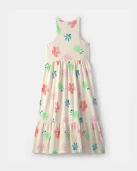 Girls Tropical Floral Sleeveless Maxi Dress - Ivory
