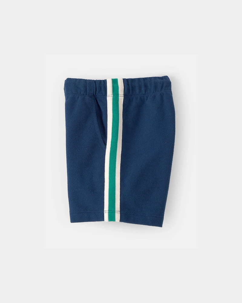 Toddler Boy Striped French Terry Shorts - Blue/Green