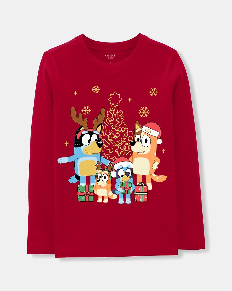 Toddler Girl Christmas Bluey™ Long-Sleeve Graphic Tee - Red