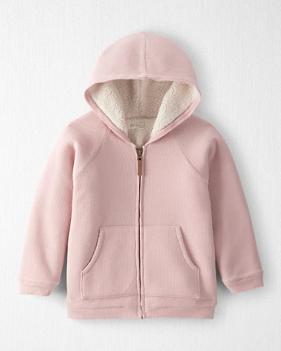 Girls Waffle Knit Hooded Jacket Made with Organic Cotton