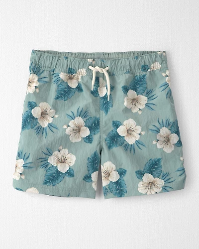 Boys Recycled Swim Trunks Blue Hibiscus