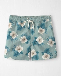 Boys Recycled Swim Trunks Blue Hibiscus