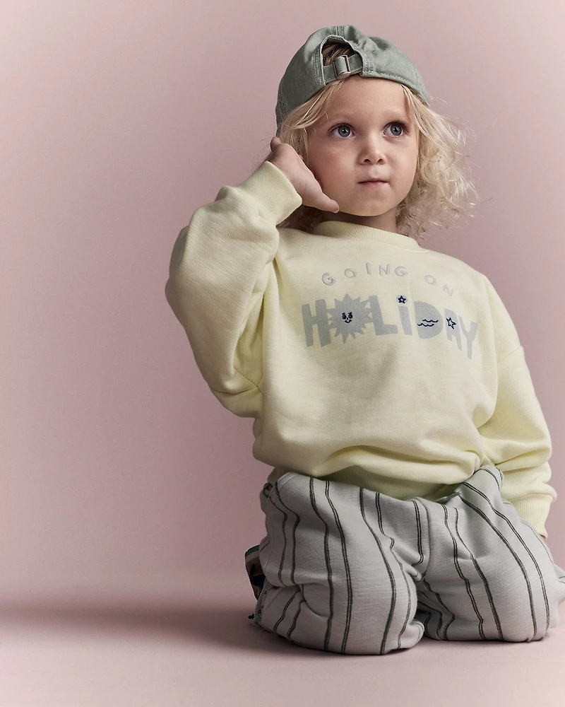 Toddler 'Going On Holiday' Dolman-Sleeve Sweatshirt - Yellow