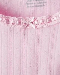 Girls Pointelle Long-Sleeve Top - Pink