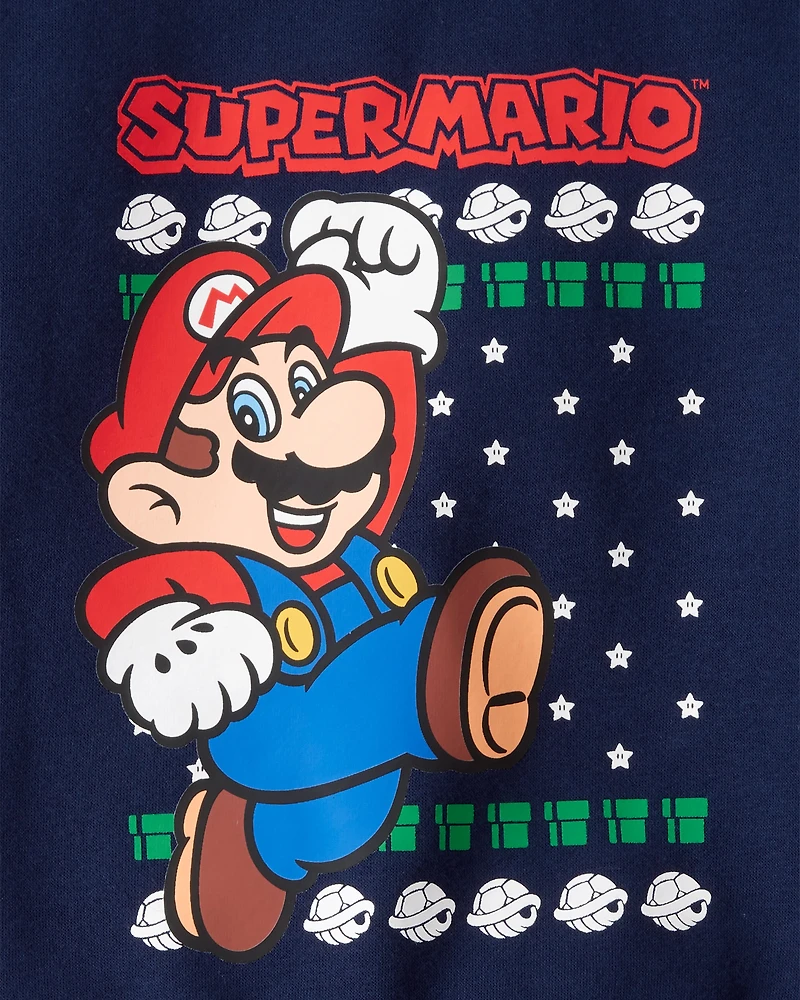 Toddler Boy Nintendo Super Mario Long-Sleeve Pullover Sweatshirt - Blue