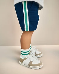Toddler Boy Striped French Terry Shorts - Blue/Green