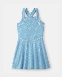 Girls Polka Dot Active Dress - Blue