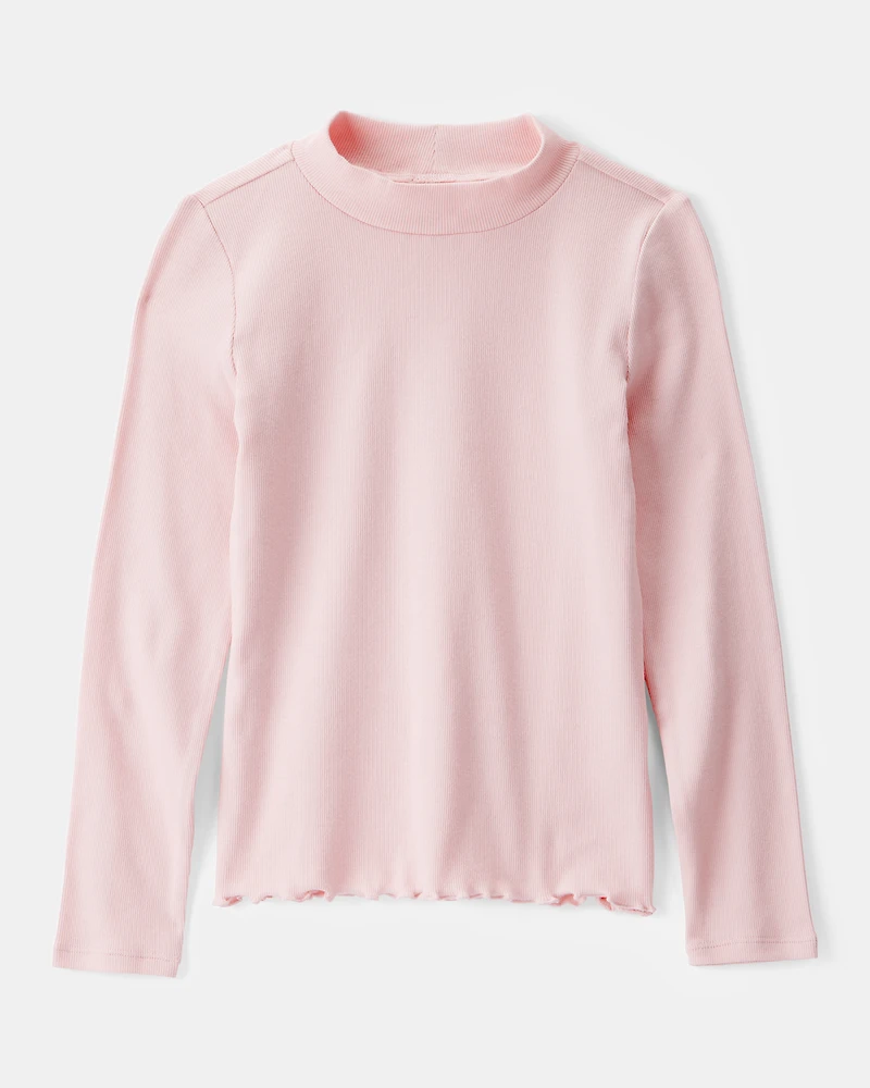 Girls Mock Neck Long-Sleeve Top - Pink