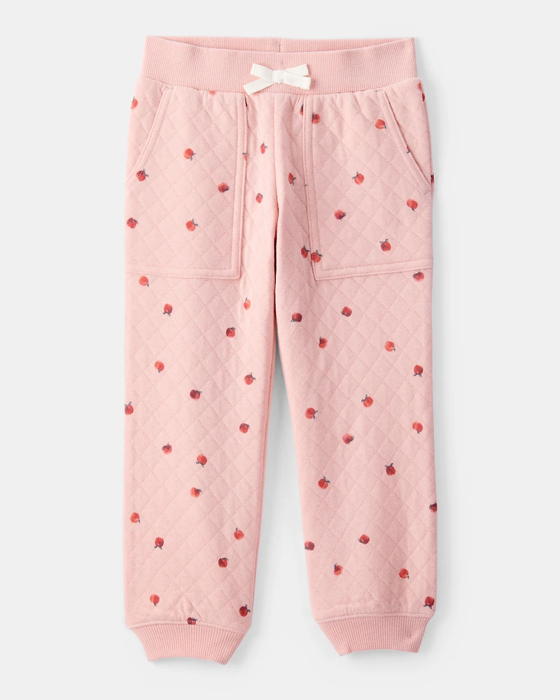 Toddler 2-Piece Apple Print Doubleknit Pant Set - Pink