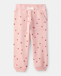 Toddler 2-Piece Apple Print Doubleknit Pant Set - Pink