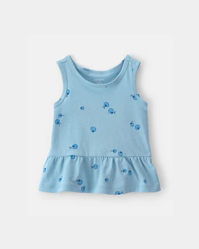 Baby Girl Blueberry Peplum Tank Top - Blue