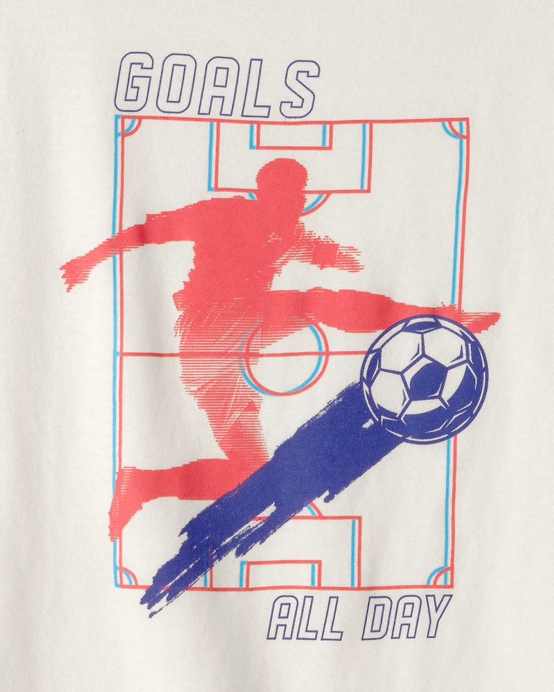 Kids Soccer Graphic Tee - White