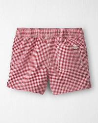 Toddler Boy Recycled Swim Trunks Red Gingham