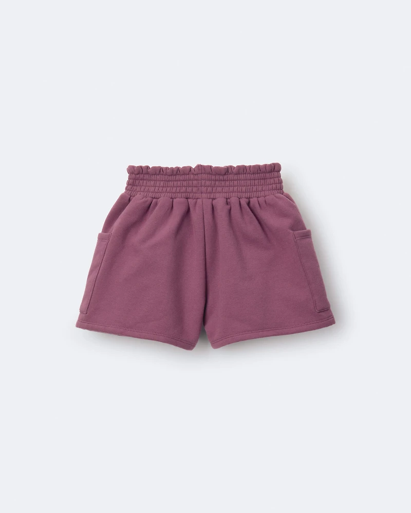 Toddler Girl Fleece Swing Shorts with Pockets – Burgundy