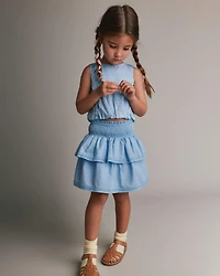 Toddler Girl Bubble Hem Top - Blue