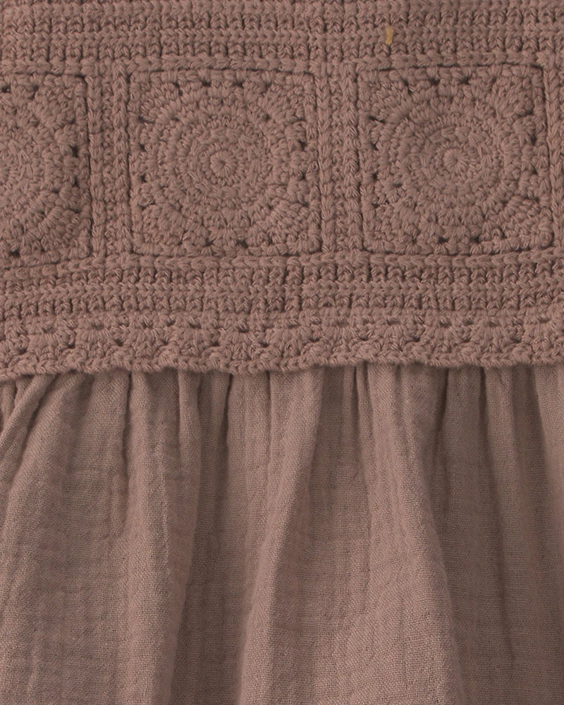 Baby Girl Organic Cotton Gauze Crochet Dress