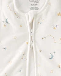 Baby Constellation 2-Way Zip Wearable Blanket - White