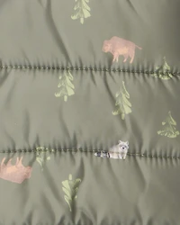 Toddler Wilderness Print Hooded Puffer - Green